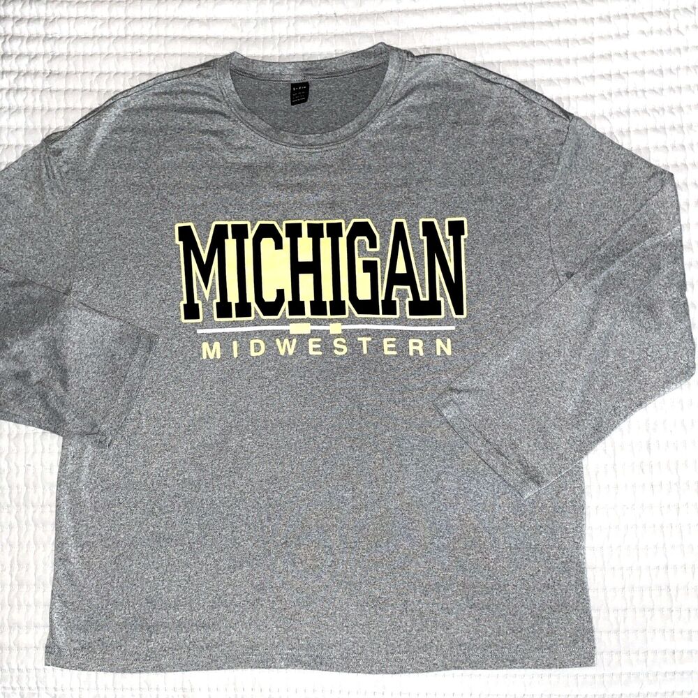 Long Sleeve Michigan Midwestern Gray Oversize SHEIN Women's Shirt Large 8/10